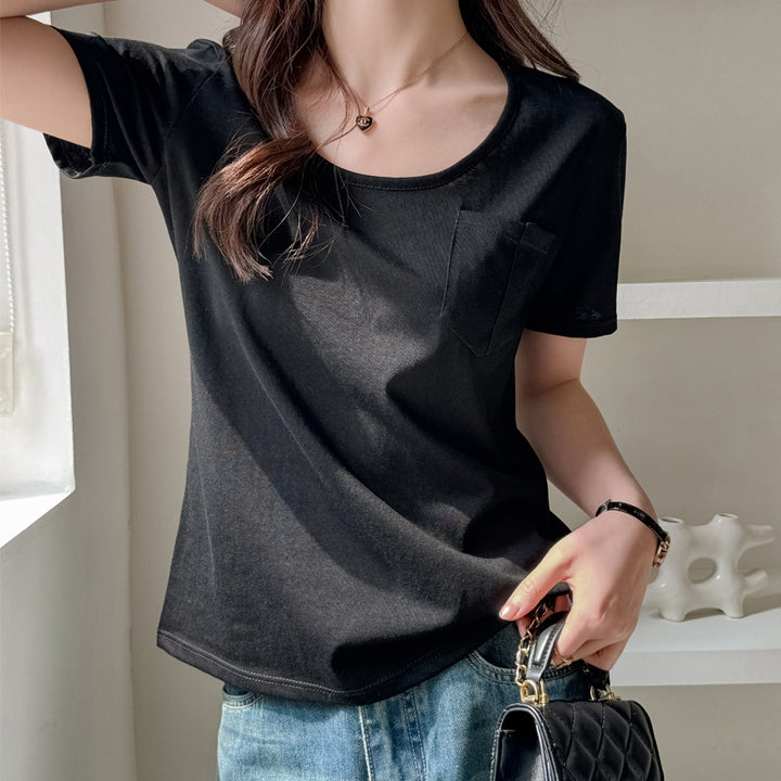 Black Scoop Neck Relaxed Fit T-Shirt