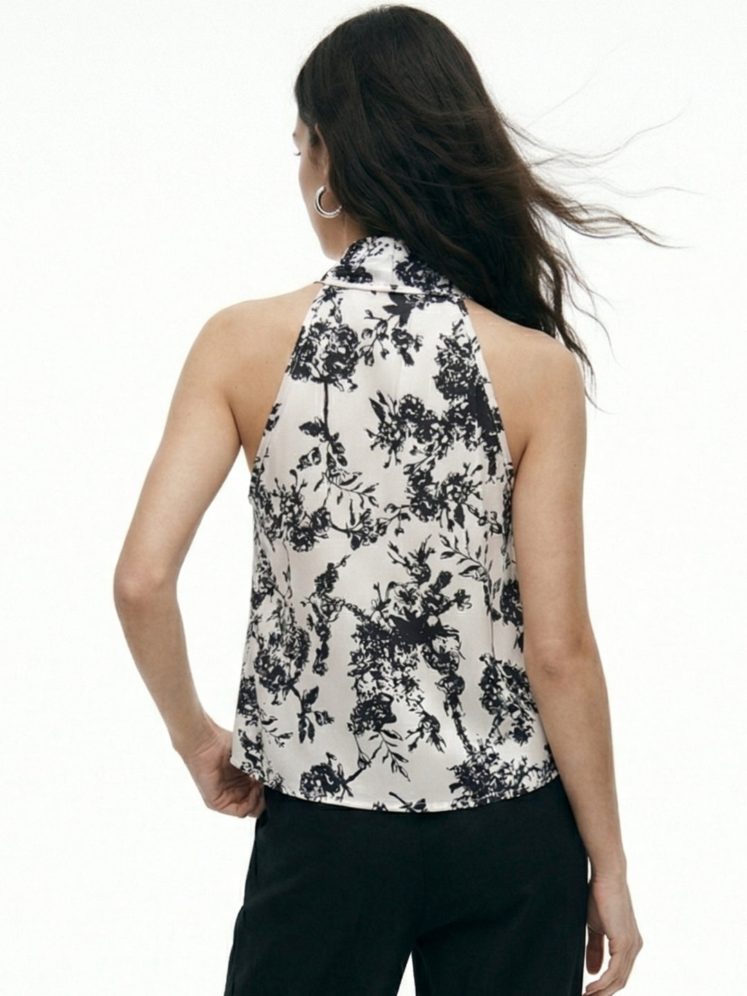 Black Halter Neck Waist Tie-Up Top