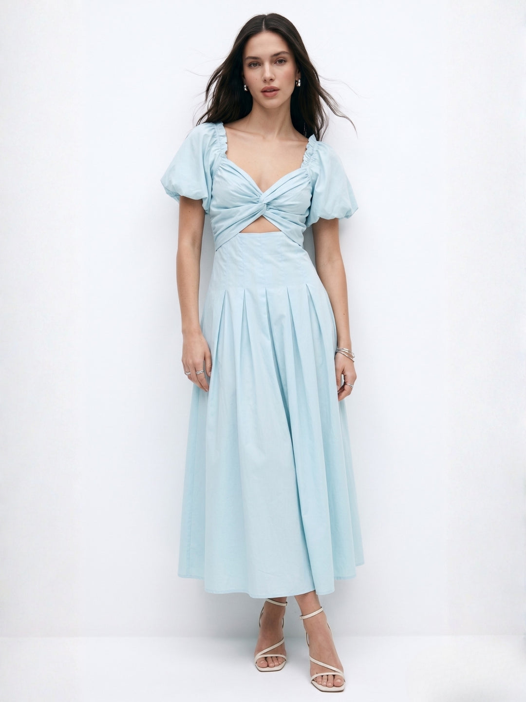 Blue Sweetheart Neckline Cut Out Dress