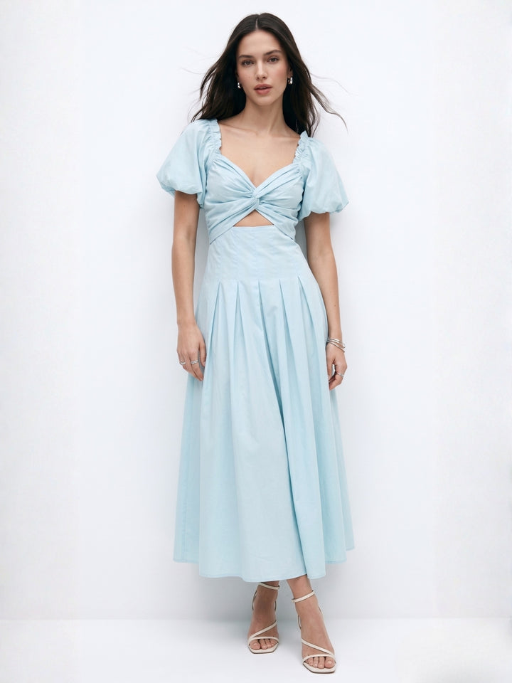 Blue Sweetheart Neckline Cut Out Dress