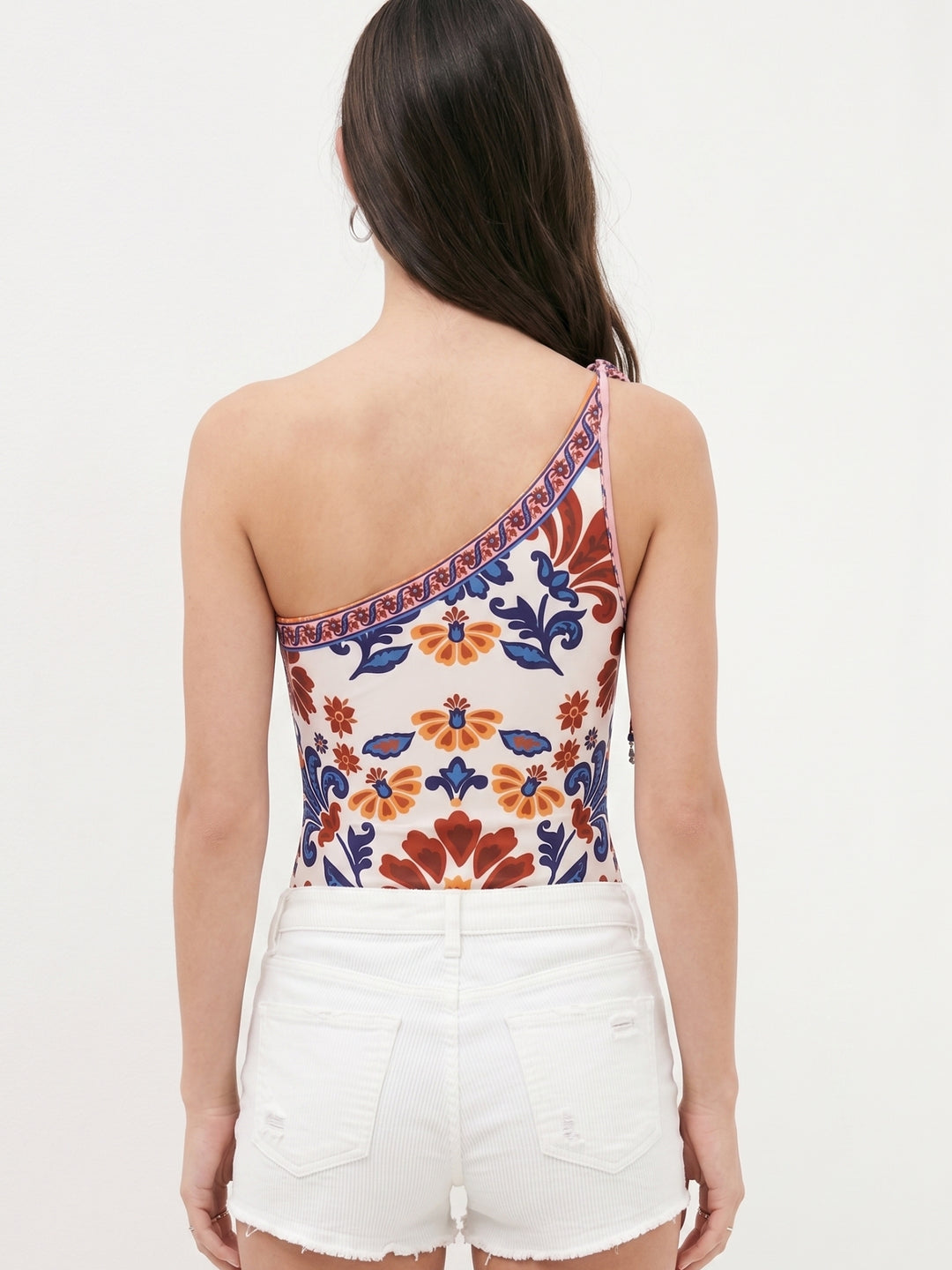 Multi One Shoulder Scarf Detail Bodysuit