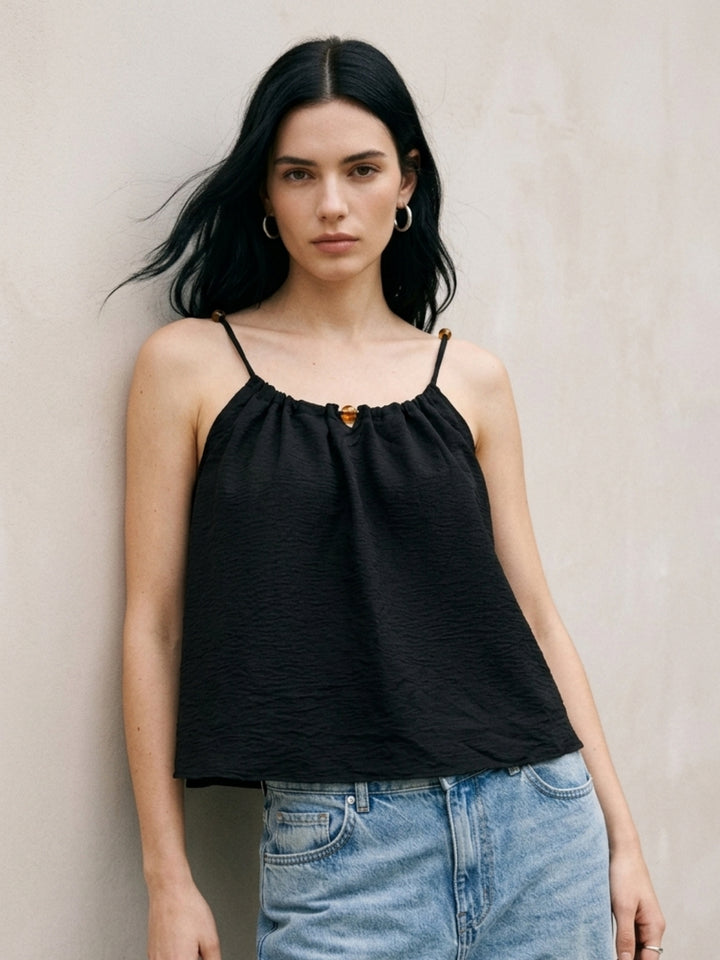 Black Flowy Solid Top