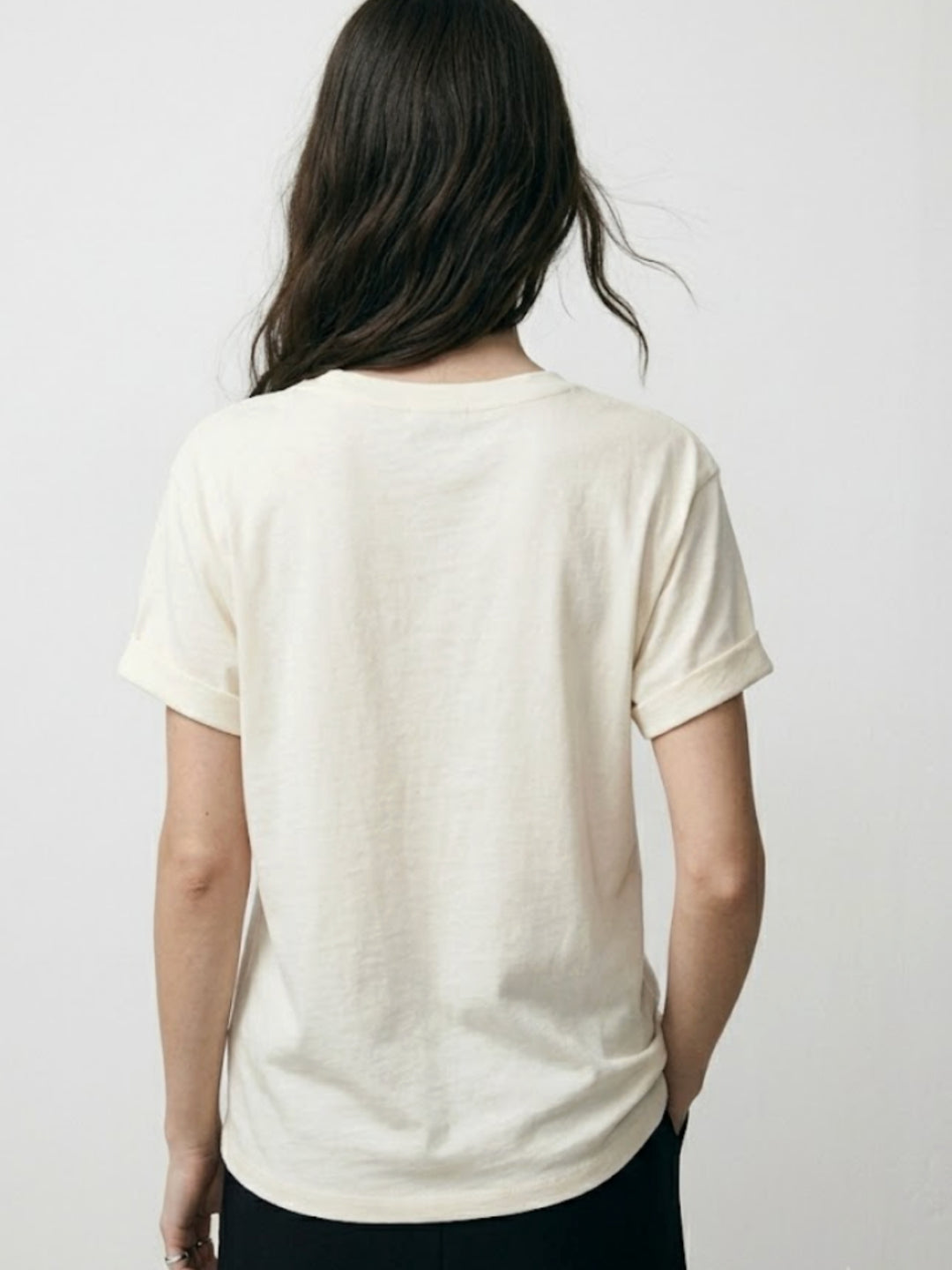 Off White V Neck Oversize Tshirt