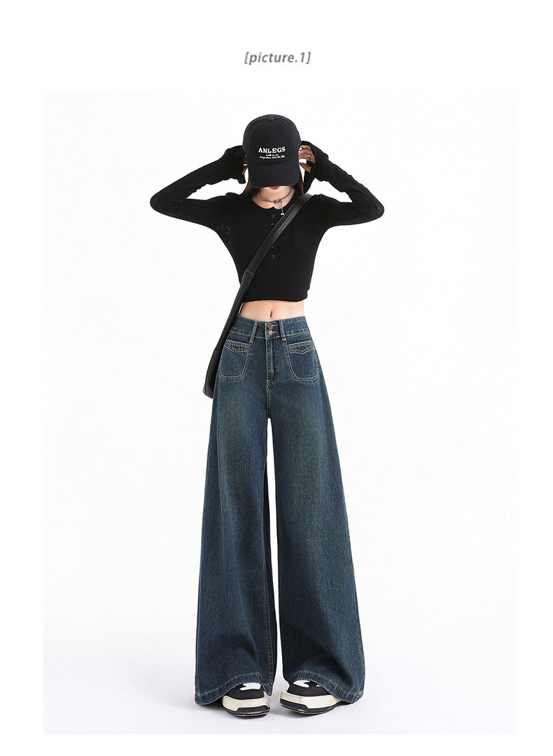 Blue Double Button Flared Jeans