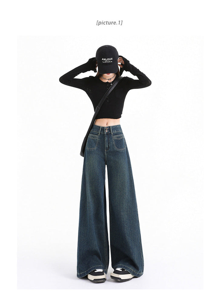 Blue Double Button Flared Jeans