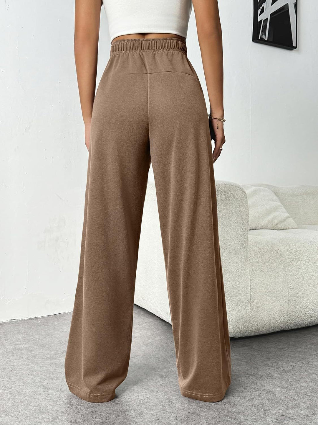 Brown Waist Tie Up Sweatpant