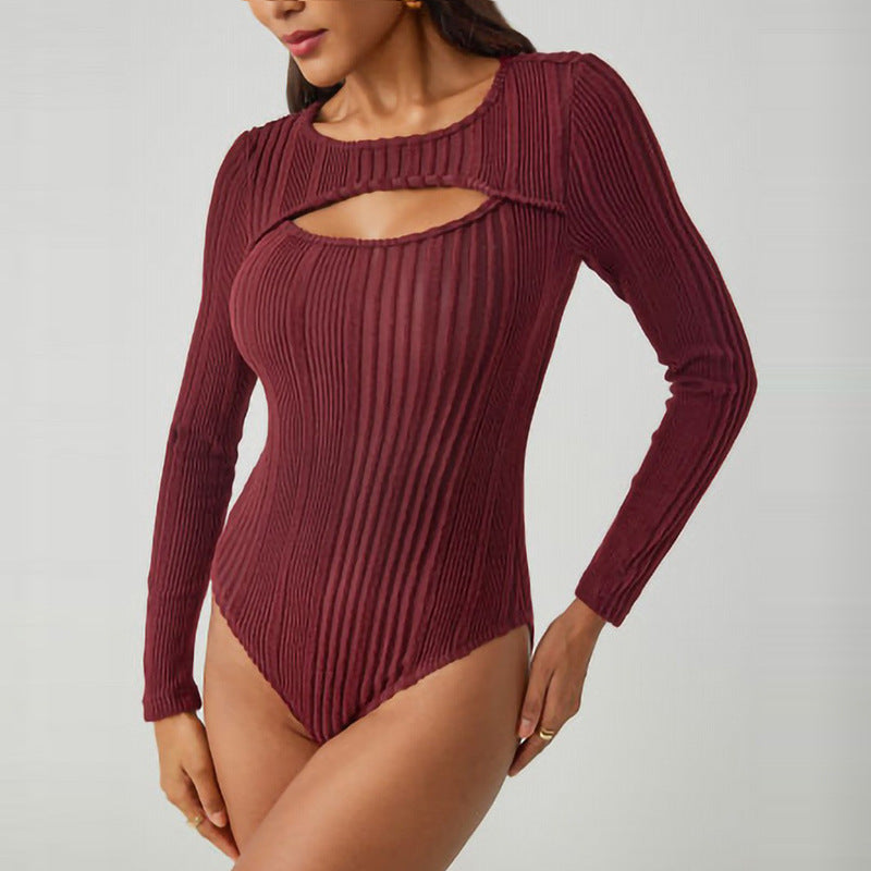 Red Cutout Full Sleeve Bodysuit