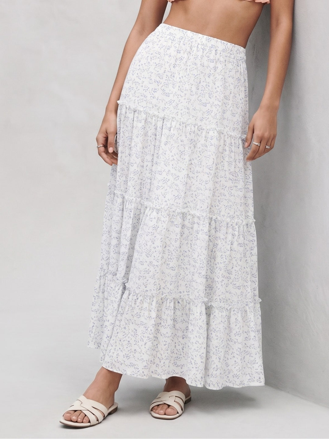 White Tiered Maxi Skirt
