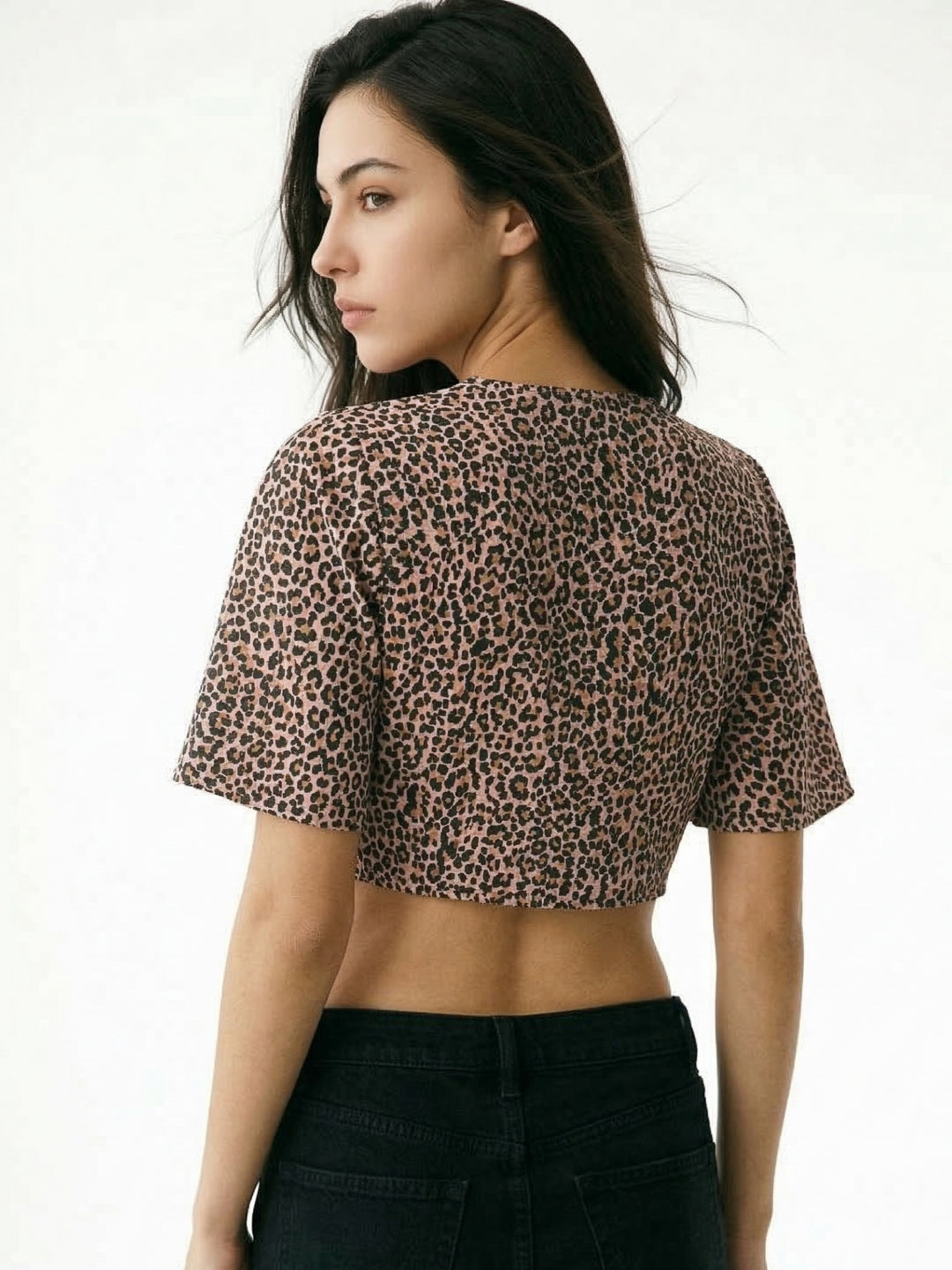 Brown Bell Sleeve Front Knot Top
