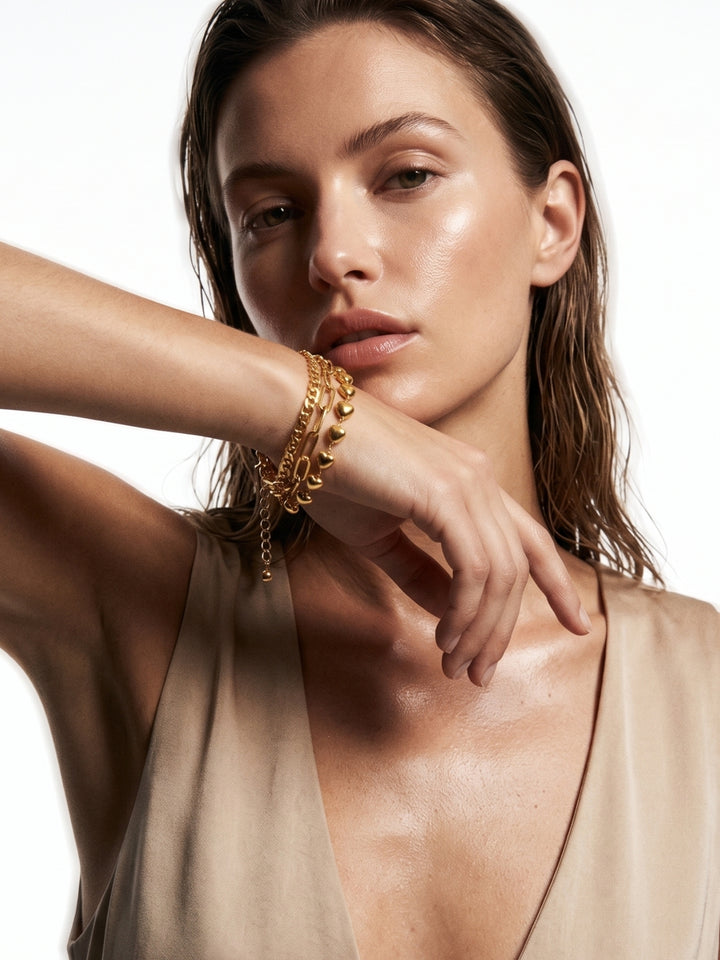 Gold Chunky Heart Metal Bracelet