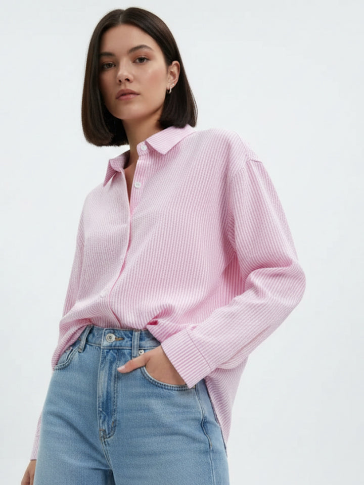 Pink Relaxed Front Buttoned Shirt