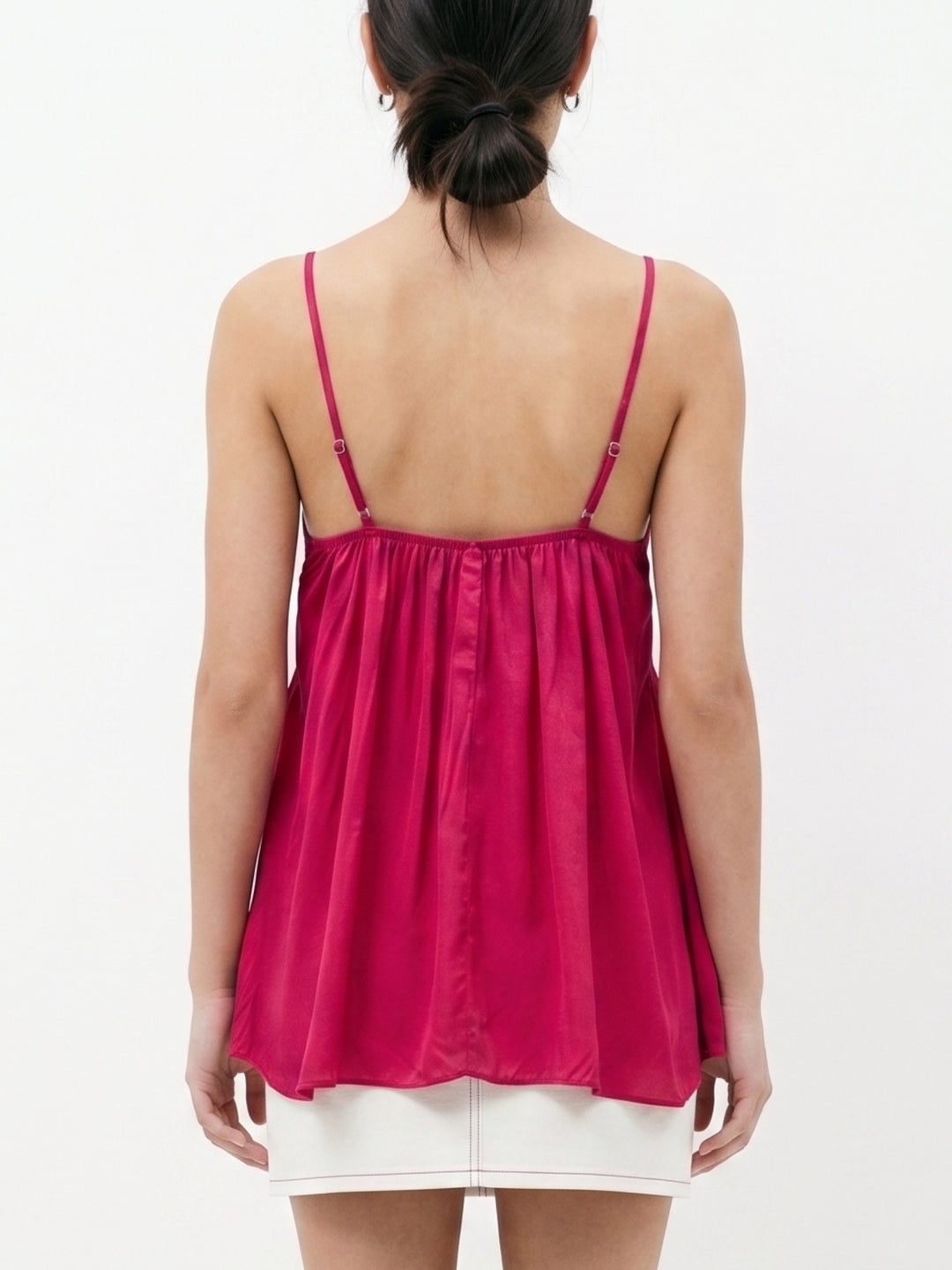 Red Spaghetti Strap Floral Appliqued Camisoles