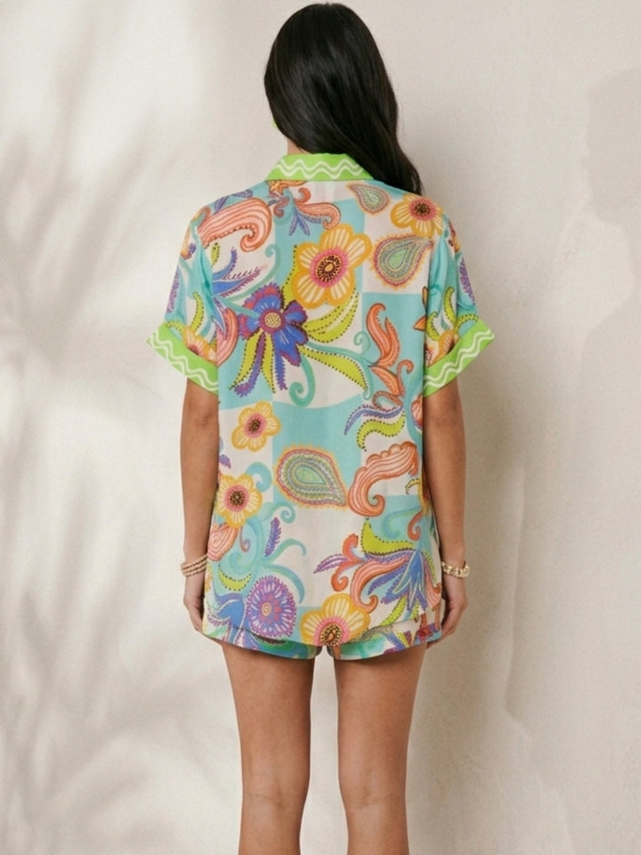 Multi All Over Printed Shirt And Pant Set