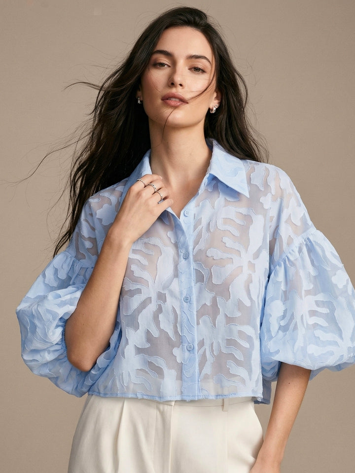 Blue Abstract Jacquard Shirt