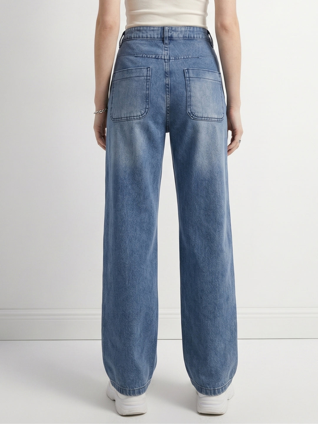 Blue Washed Out Carrot Fit Denim