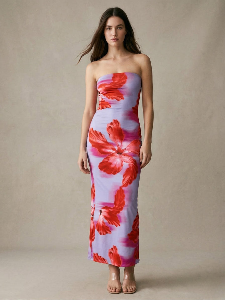 Multi Tube Top Floral Printed Dress