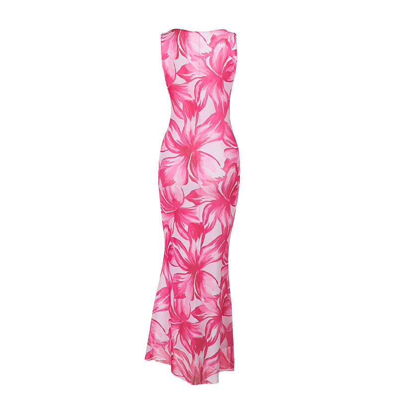 Pink Printed Fit & Flare Vacay Dress