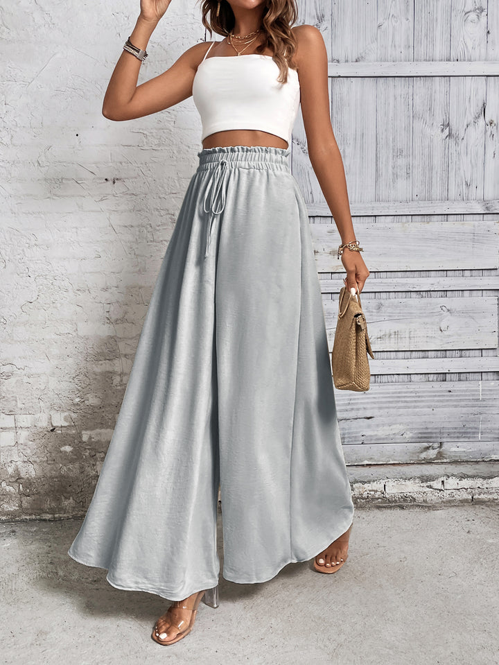 Grey Smocked Waist Pull Up Trouser