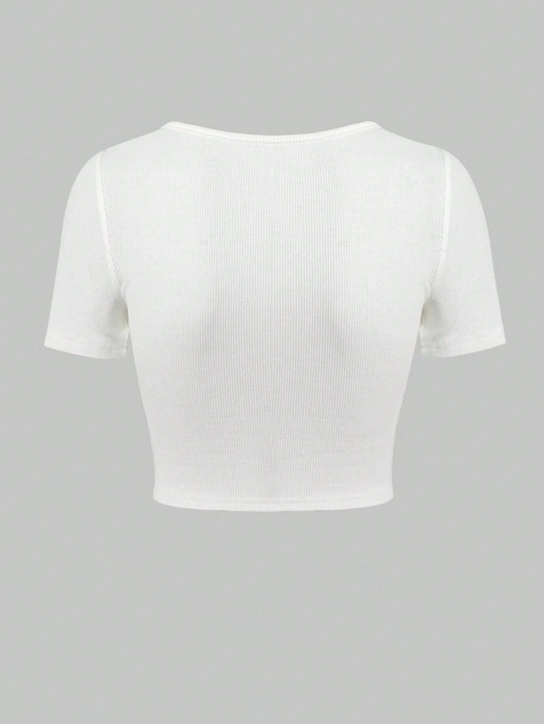 Off White Deep V Neck Top With Metal Trim