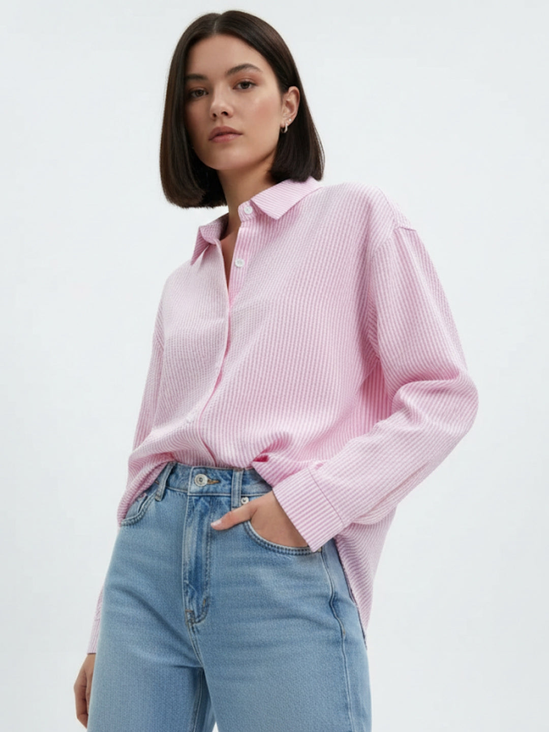 Pink Relaxed Front Buttoned Shirt
