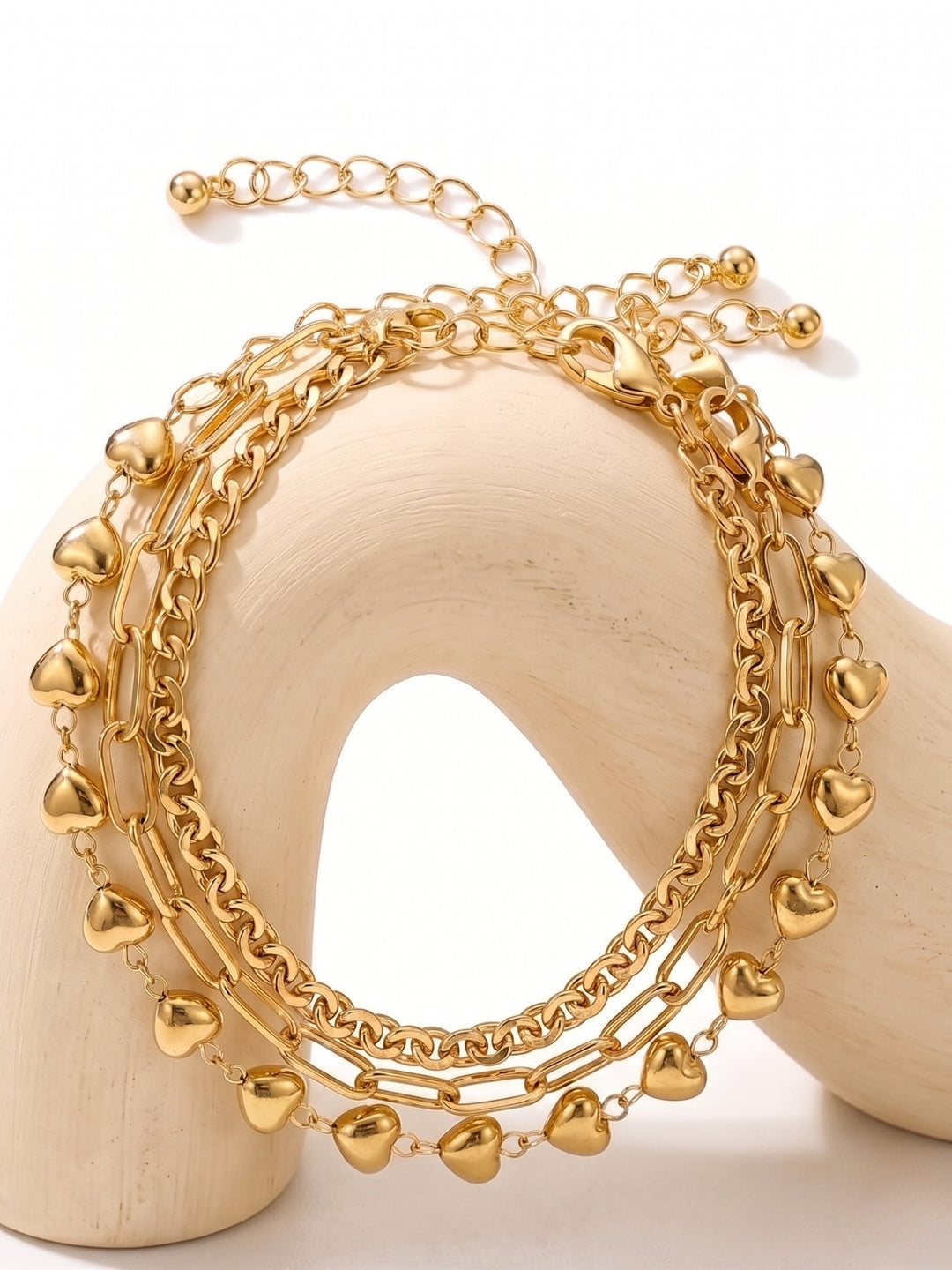 Gold Chunky Heart Metal Bracelet