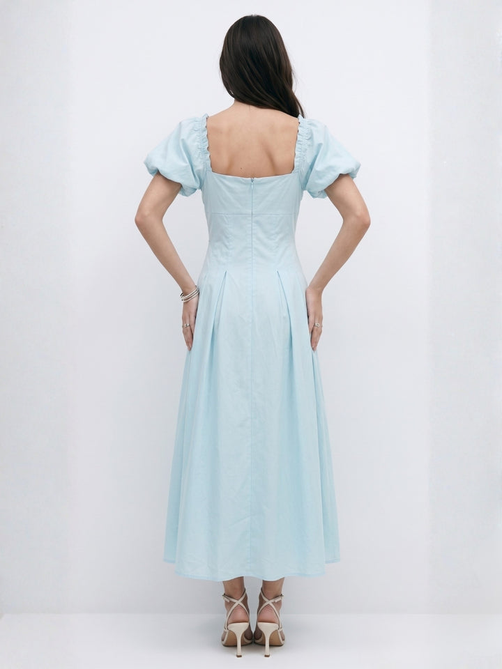Blue Sweetheart Neckline Cut Out Dress