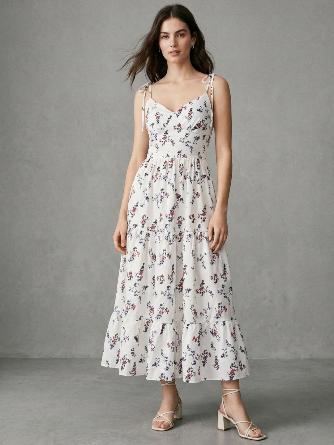 White Spaghetti Strap Tiered Dress