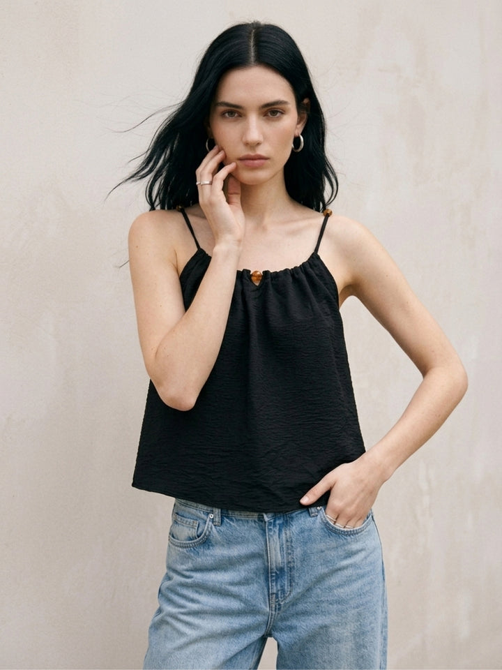 Black Flowy Solid Top