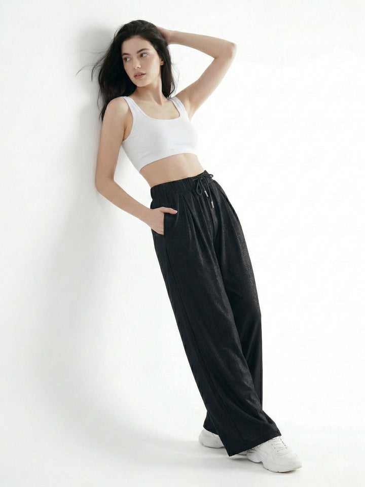 Black High Waist Wide Leg Pant