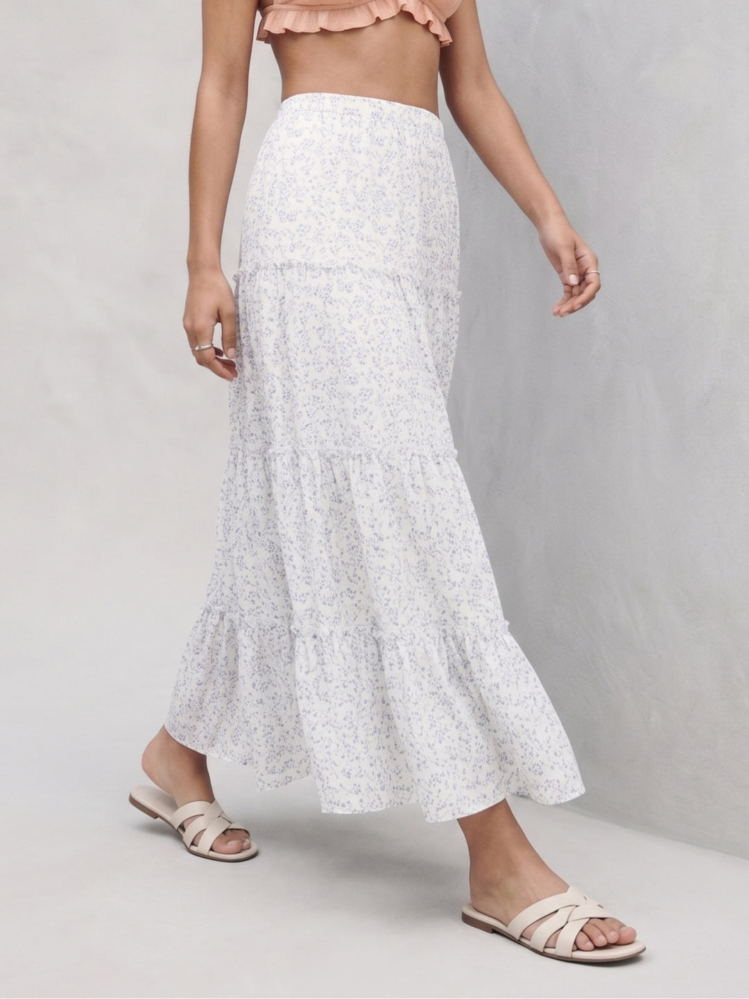 White Tiered Maxi Skirt