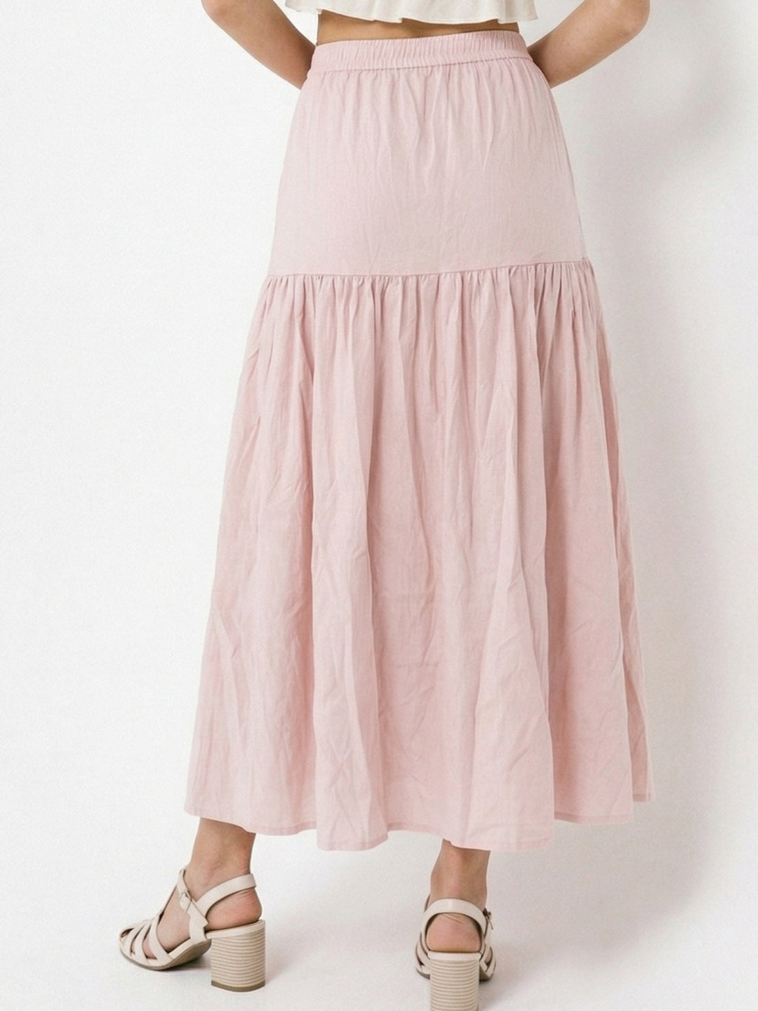 Pink High Waist Tiered Skirt