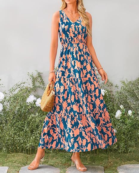 Teal V Neck Printed Cinched Waist Dress