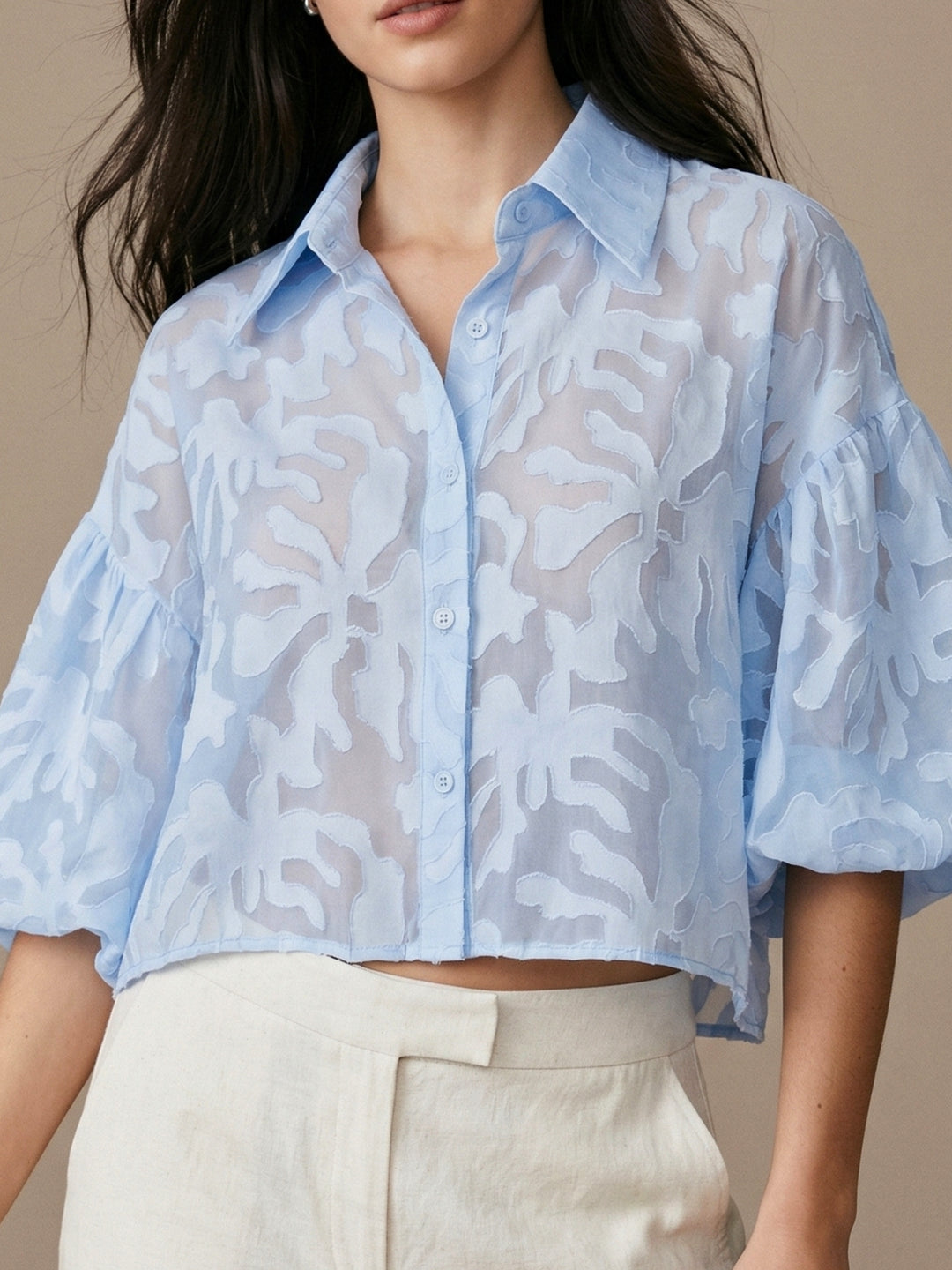 Blue Abstract Jacquard Shirt