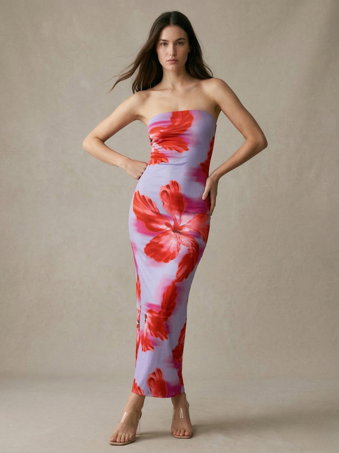 Multi Tube Top Floral Printed Dress