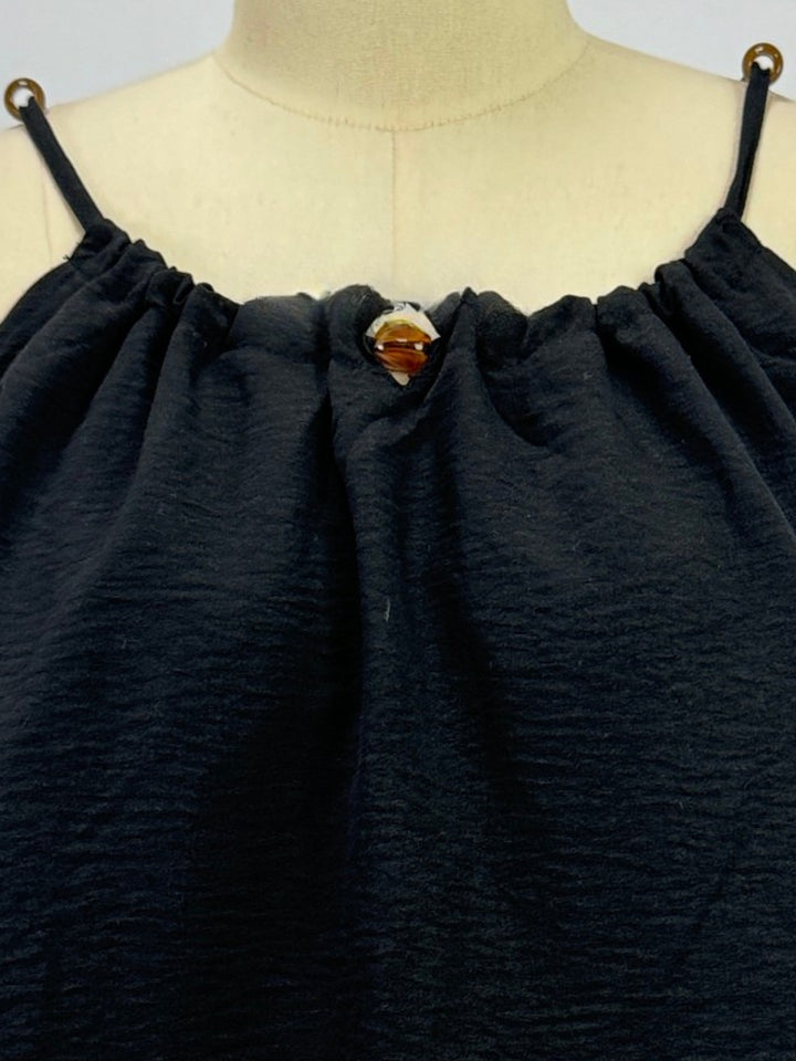 Black Flowy Solid Top