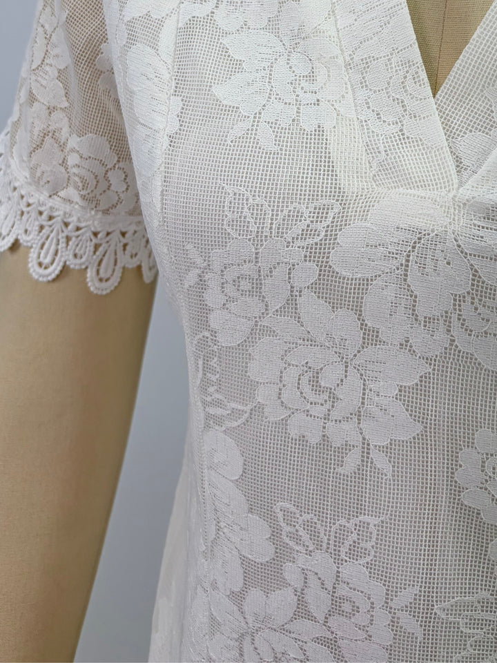 White Collared Lace Blouse