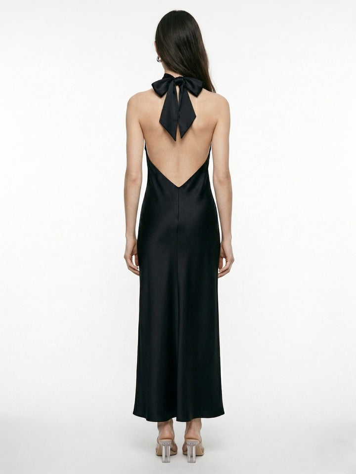 Black Halterneck Midi Dress