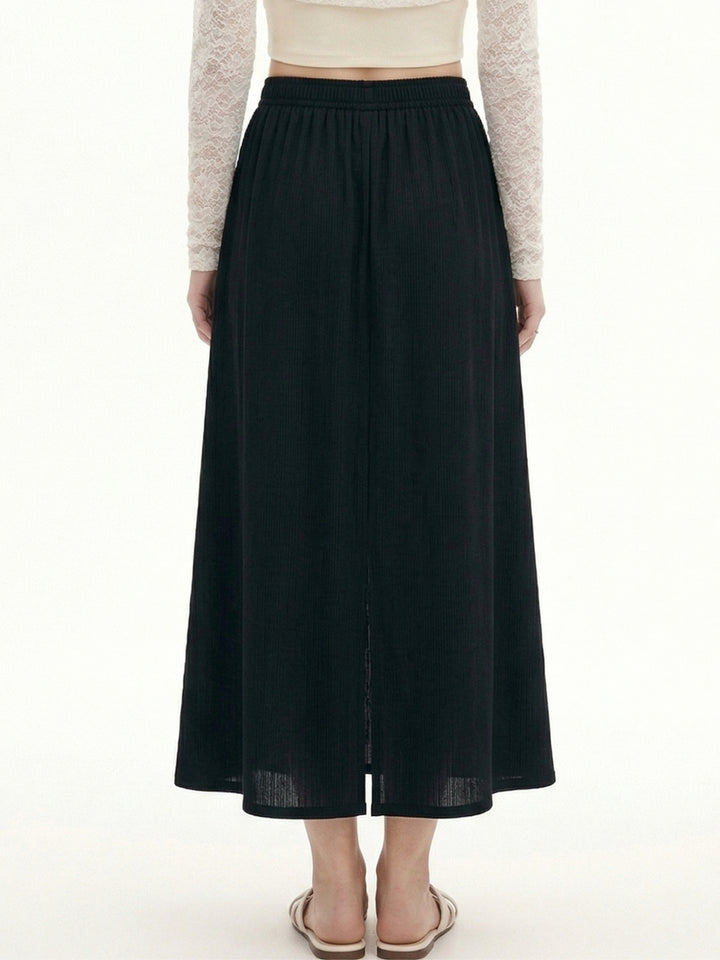 Black Plisse Midi Skirt