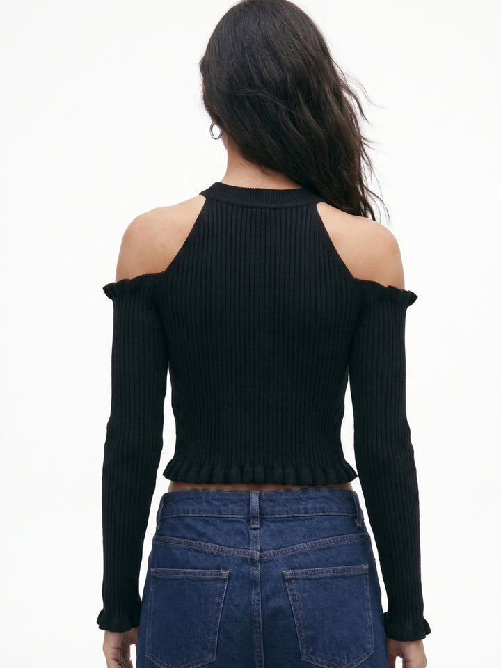 Black Cold Shoulder Top