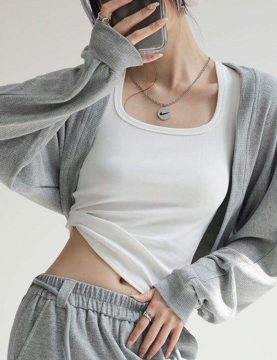 White Scoop Neck Tank Top
