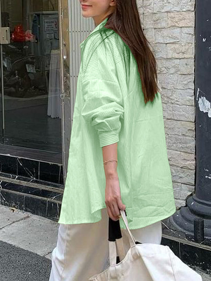 Green Full Sleeve Button Down Collared Shirt