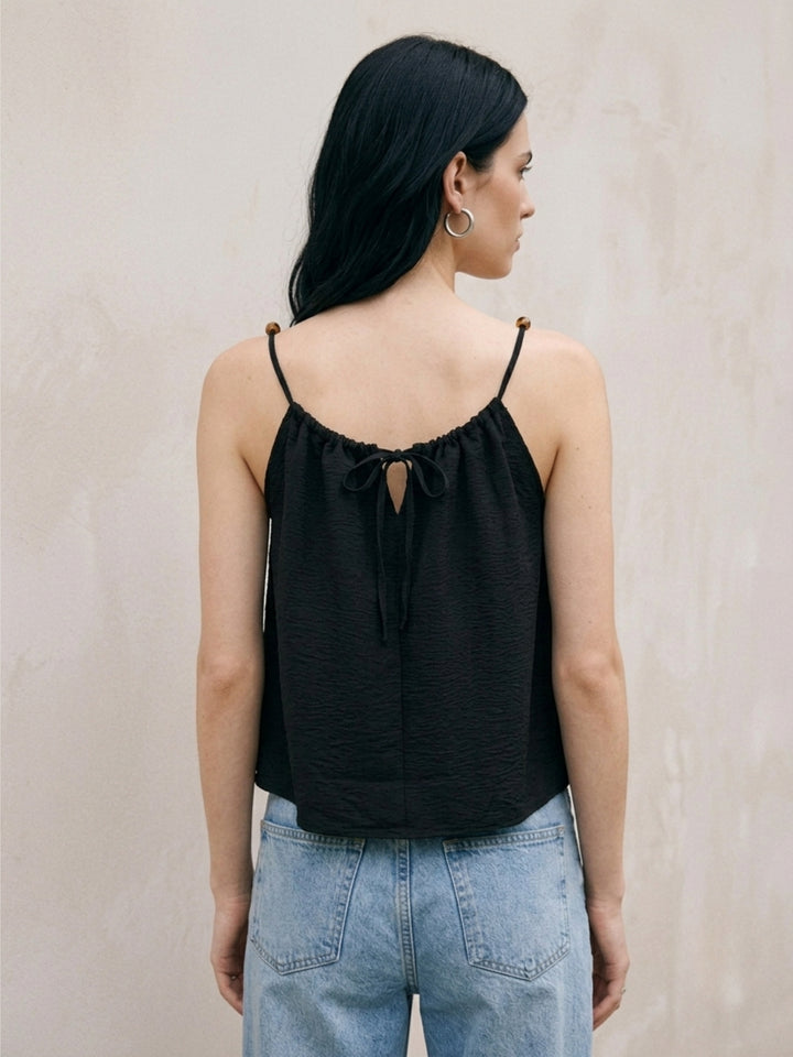 Black Flowy Solid Top