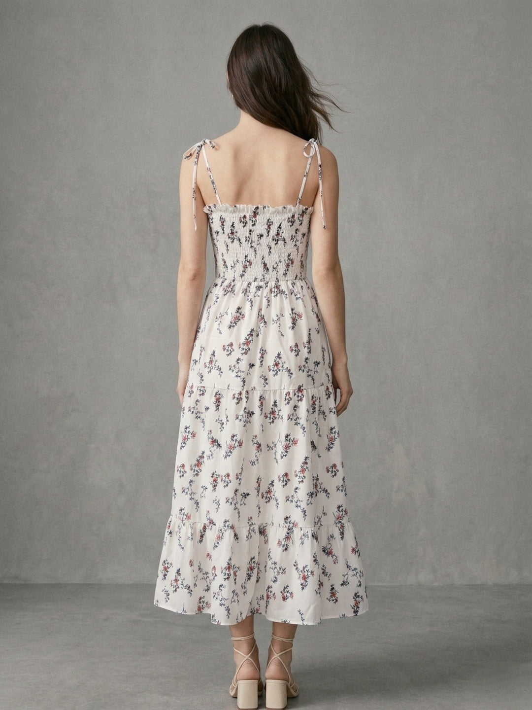 White Spaghetti Strap Tiered Dress
