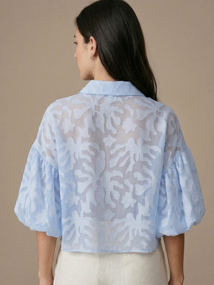 Blue Abstract Jacquard Shirt