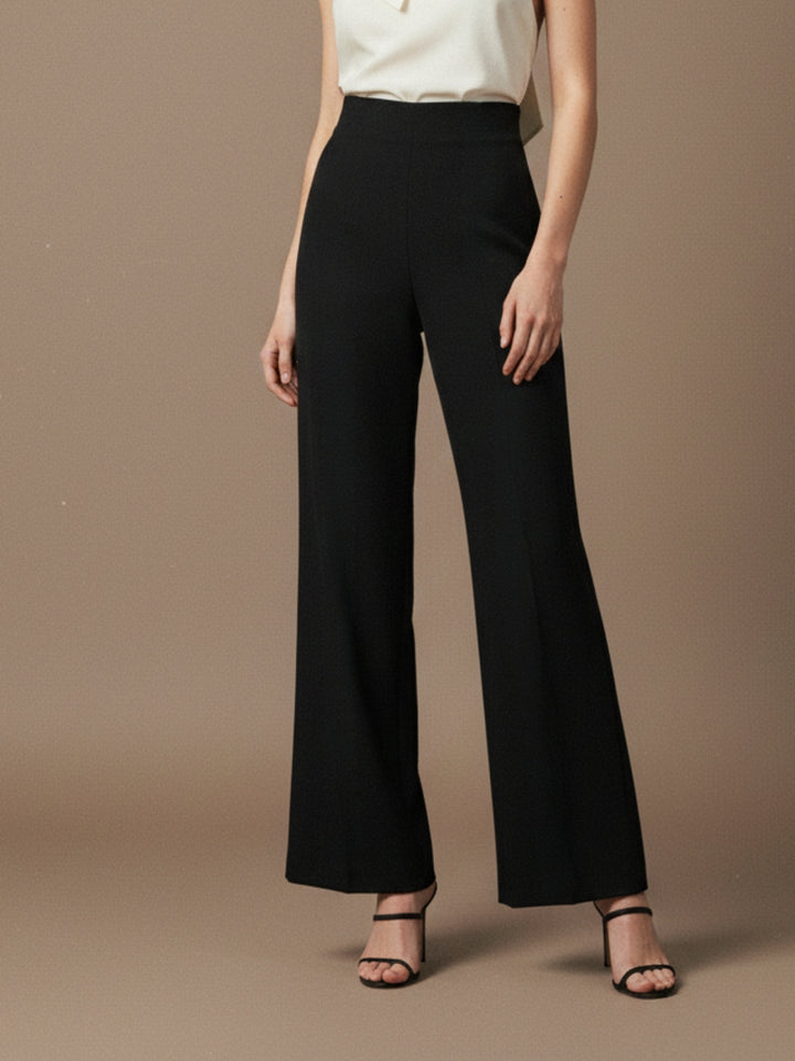 Black Front Zip Wide Leg Trouser