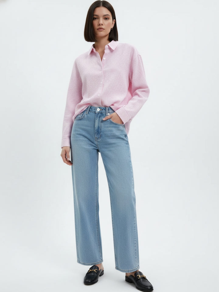 Pink Relaxed Front Buttoned Shirt