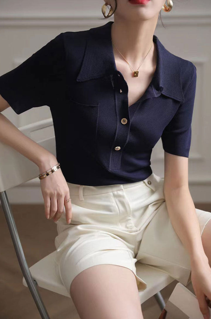Black Polo Neck T-Shirt