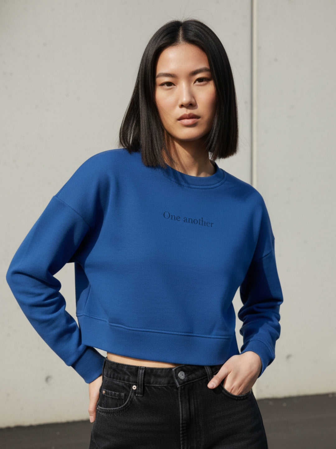 Blue Graphic Oversized Sweatshirt