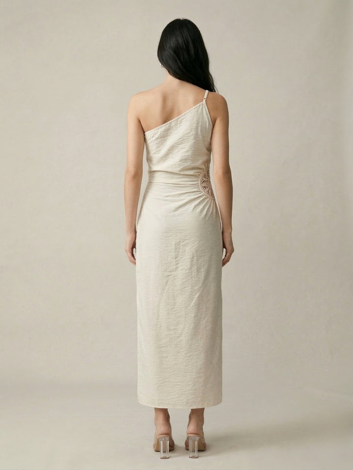 White Maxi Dress With Side Lace Detail