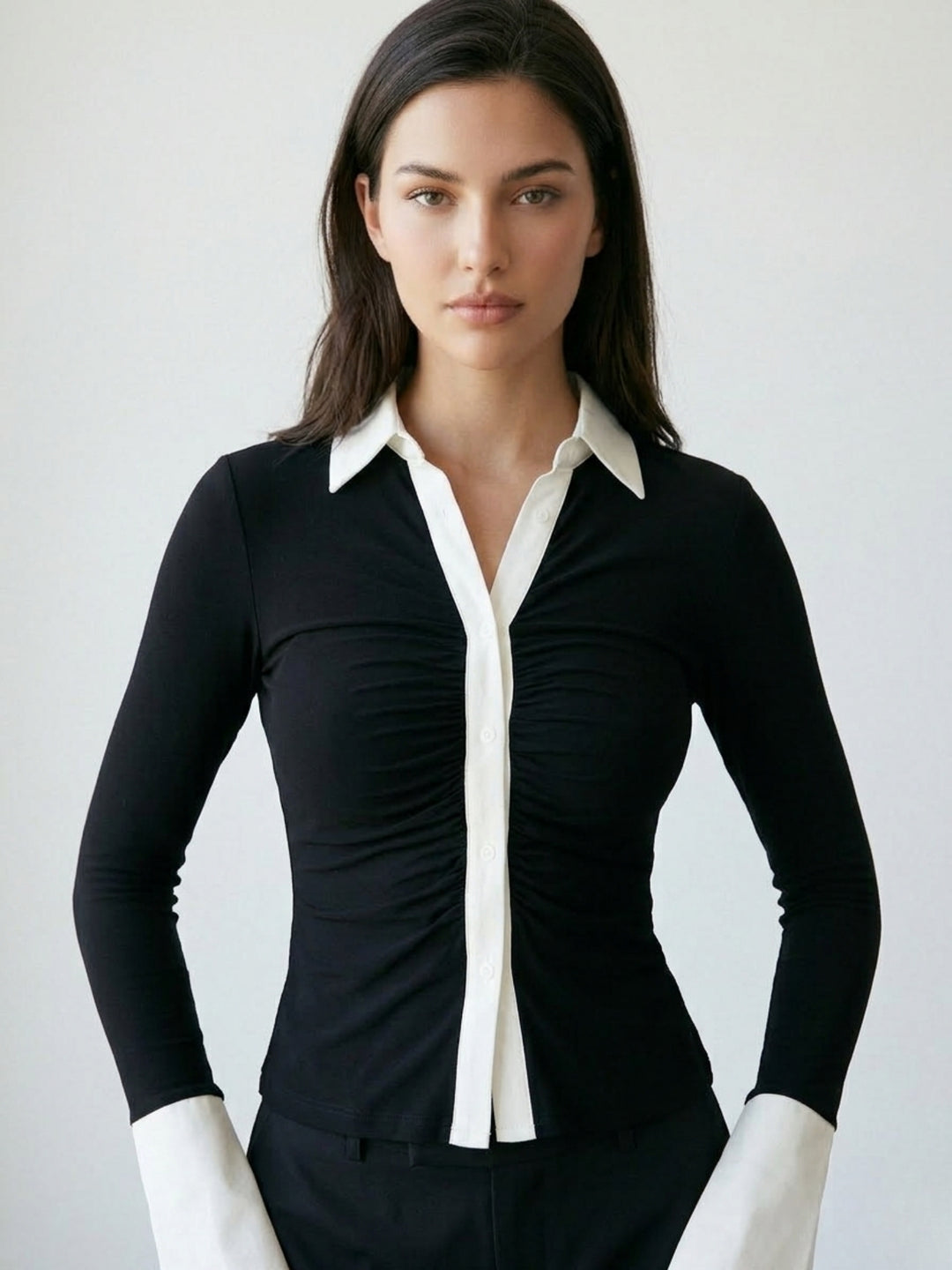 Black Contrast Detailing Top
